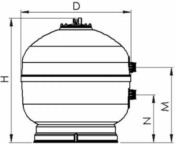 AQUASPHERE Aquaspehere Polyester Side Mount Zandfilter 9m³ 6 AQUASPHERE Aquaspehere Polyester Side Mount Zandfilter 9m³ - Afbeelding 4