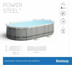 Bestway Power Steel Oval Zwembad - 427 X 250 X 100 Cm - Met Filterpomp En Accessoires -Zwembadapparatuur Winkel 900 989 56620 01 power steel