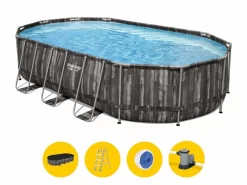 Bestway Power Steel Oval Zwembad - 610 X 366 X 122 Cm - Met Filterpomp En Accessoires -Zwembadapparatuur Winkel bestway power steel oval zwembad 610 x 366 x 122 cm met filterpomp en accessoires