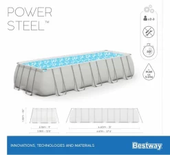 Bestway Power Steel Rectangular Zwembad - 640 X 274 X 132 Cm - Met Zandfilterpomp En Accessoires -Zwembadapparatuur Winkel bestway power steel rectangular zwembad 640 x 274 x 132 cm set 20