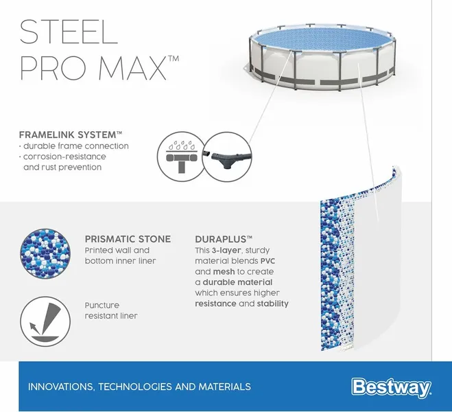 Bestway Steel Pro MAX Zwembad - 427 X 107 Cm - Met Filterpomp En Accessoires - Afbeelding 10