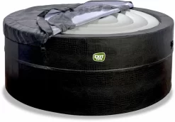 EXIT TOYS EXIT Leather Premium Opbouw Spa - 4-6 Persoons -Zwembadapparatuur Winkel exit leather premium 6 opblaasbare spa cover half open