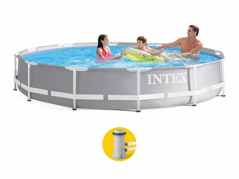 Intex Prism Frame Pool - 366 X 76 Cm - Met Filterpomp 3 Intex Prism Frame Pool - 366 X 76 Cm - Met Filterpomp