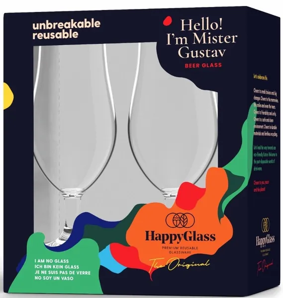 HappyGlass Mr. Gustav Luxe Kunststof Bierglas - 2 Stuks 4 HappyGlass Mr. Gustav Luxe Kunststof Bierglas - 2 Stuks - Afbeelding 2